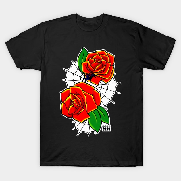 Spider in Roses T-Shirt by ArtMonsterATX